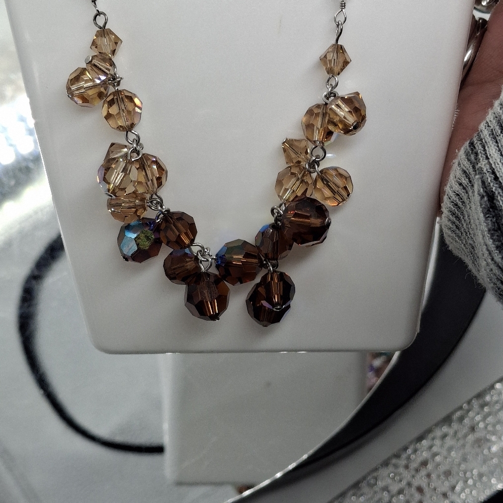 DOL Brown Beaded Swarvorski Crystal Necklace
